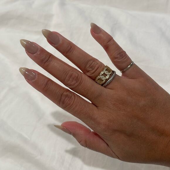 925 Gold Chain Ring Sz 5.5 - Picture 2 of 4